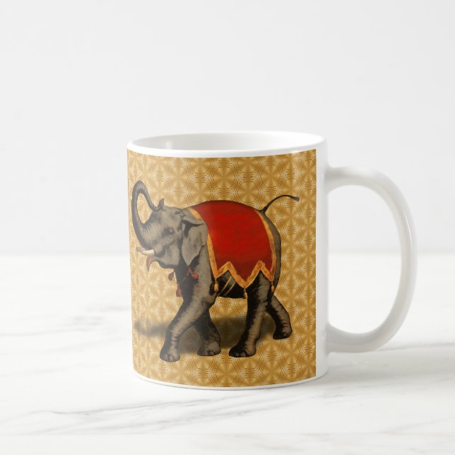 Stoff des indischen Elefant-w/Red Tasse (Rechts)