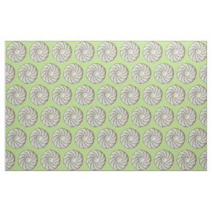 Stoff - Grüne Spirale auf weißer Crochet