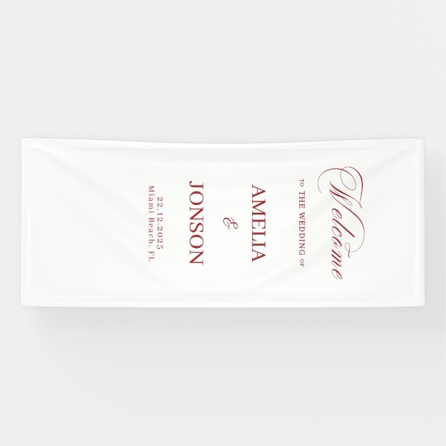 Stoff Hochzeit Willkommensschild Moderne Hochzeit  Banner (Horizontal)