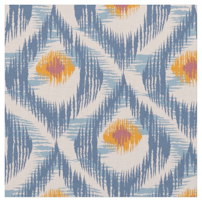 Stoff mit blauem Ikat-Muster (Nahaufnahme)