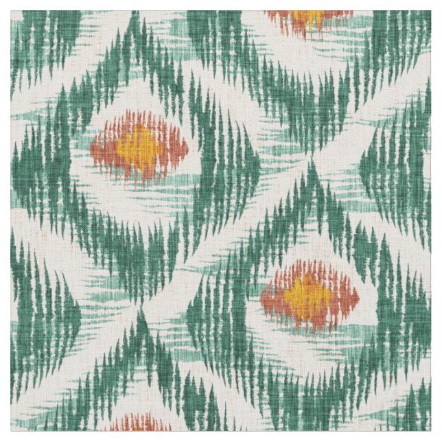 Stoff mit grünem Ikat-Muster (Nahaufnahme)
