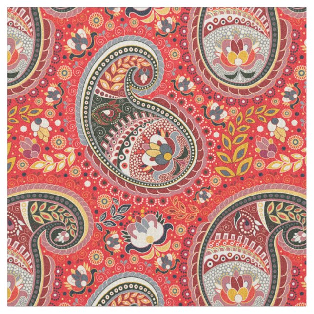 Stoff - rotes Paisleymuster (Nahaufnahme)