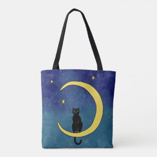 Stoffbeutel mit einer Katze im Monddesign