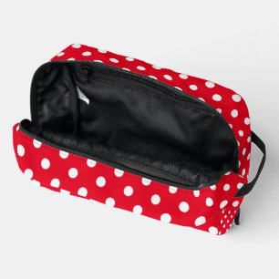 Stoffbeutel mit roten und weißen Polka-Punkten Waschbeutel