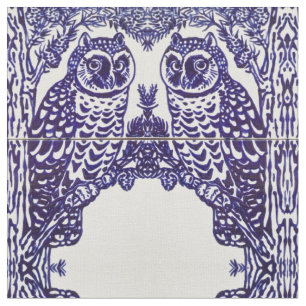 Stoffe aus blau-weißem Owl Tile