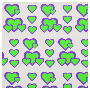 Stoffe aus lila und grünen Herzen