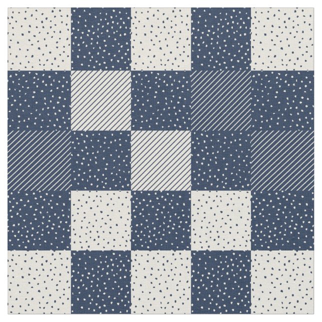 Stoffe - Crazy Buffalo Karo in Blau und Creme (Nahaufnahme)