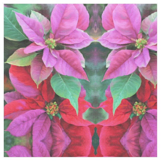 Stoffe - rosa/rote Poinsettien (Nahaufnahme)