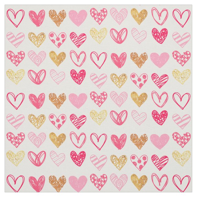 Stoffe - Rosa und goldene Lieben (Muster)