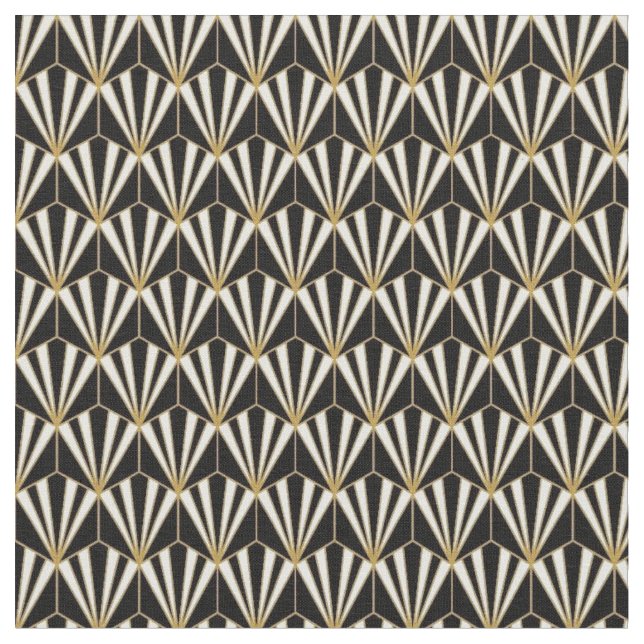 Stoffe - Schwarz-weißes Gold Art Deco (Nahaufnahme)