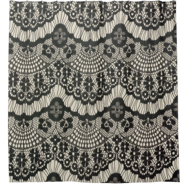 Stoffe Spitzen-Ornament auf Weiß. Duschvorhang (Vorderseite)