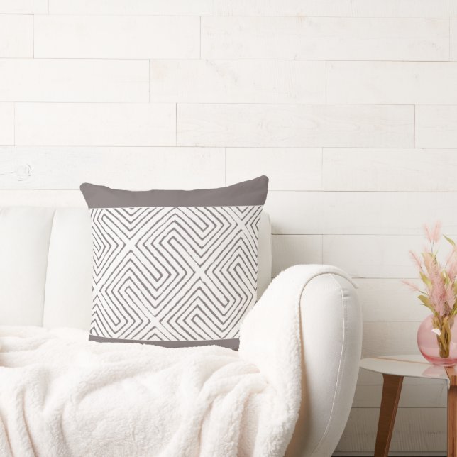 Stoffmuster aus grauem und weißem afrikanischem Le Kissen (Liege)