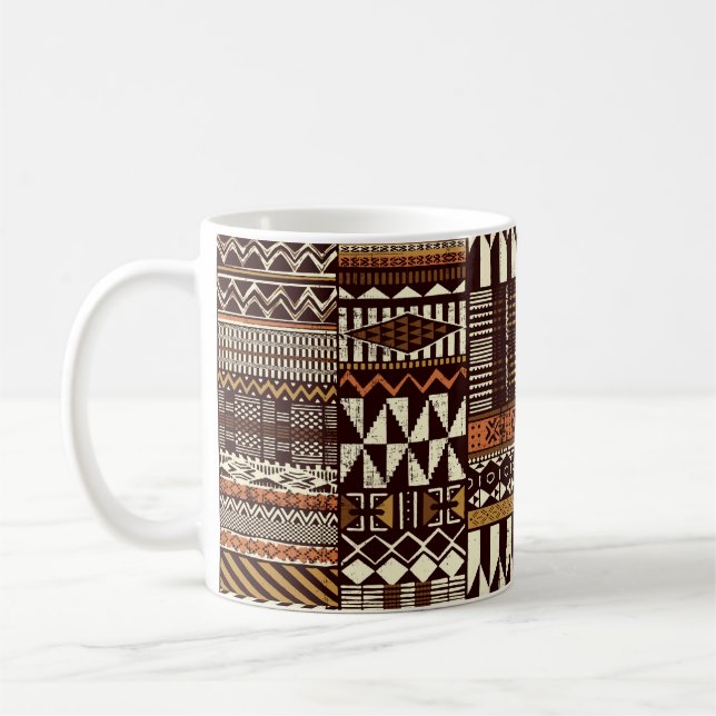 Stoffpatchwork im afrikanischen Stammesstil abstra Kaffeetasse (Links)
