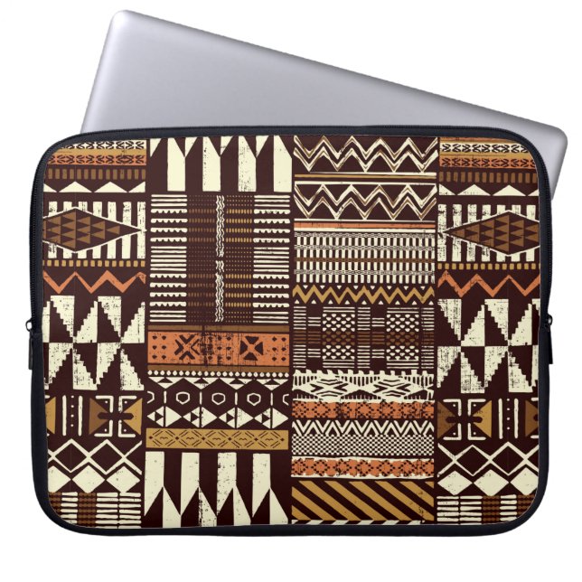 Stoffpatchwork im afrikanischen Stammesstil abstra Laptopschutzhülle (Vorderseite)
