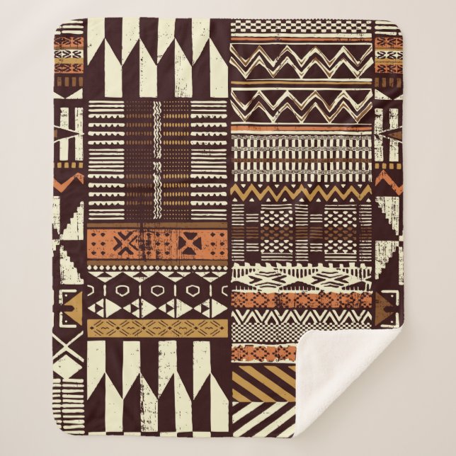 Stoffpatchwork im afrikanischen Stammesstil abstra Sherpadecke (Vorderseite)