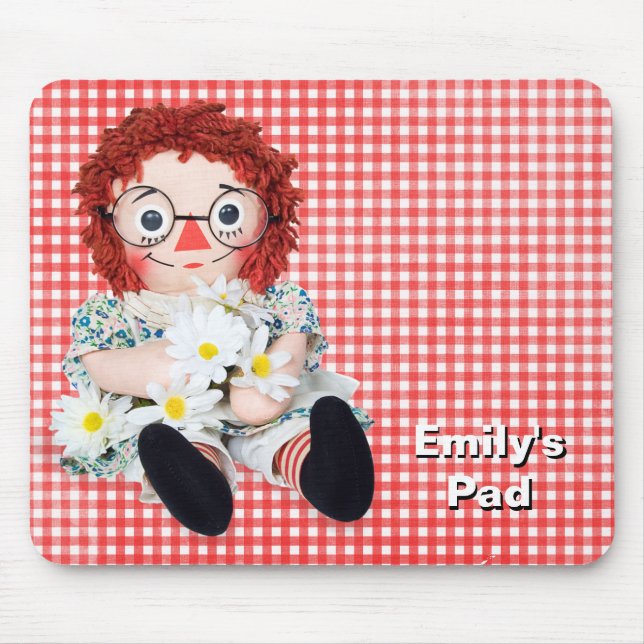 Stoffpuppe auf Gingham Mousepad (Vorne)