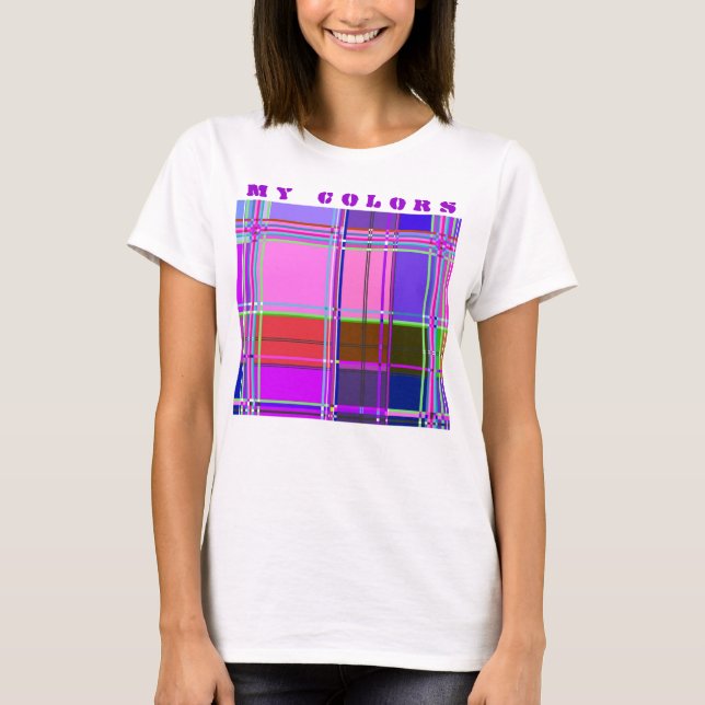 Stofftuchfarben Quadrate T-Shirt (Vorderseite)