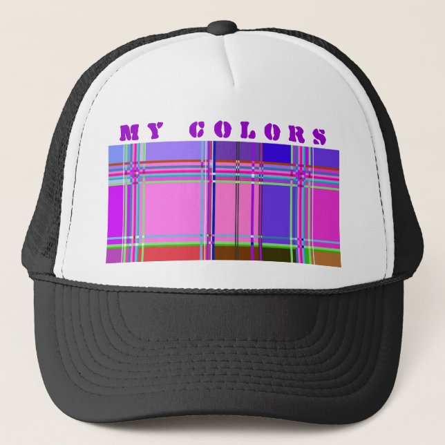 Stofftuchfarben Quadrate Truckerkappe (Vorderseite)