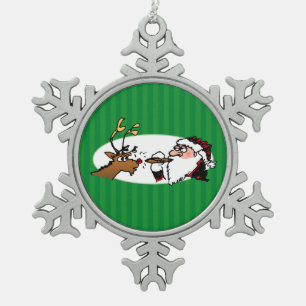 Stogie, das lustige grüne gestreifte Verzierung Schneeflocken Zinn-Ornament