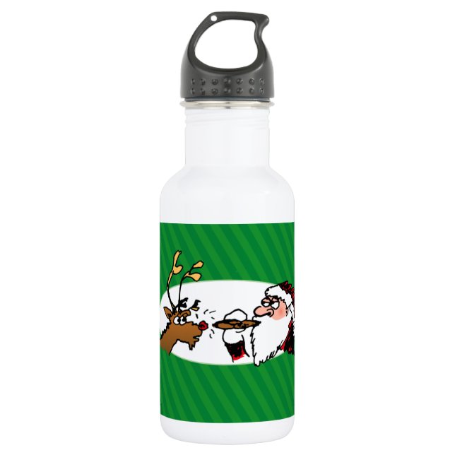 Stogie Santa Funny Cartoon Trinkflasche (Vorderseite)