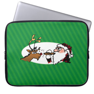 Stogie Smoking Santa Funny Green Strip Weihnachten Laptopschutzhülle