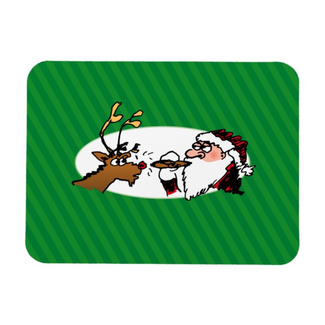 Stogie Smoking Santa Funny Green Strip Weihnachten Magnet (Horizontal)