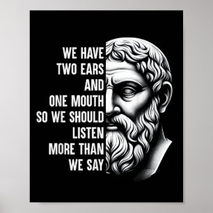 Stoic Philosopher Zeno of Citium Quote Motivationa Poster