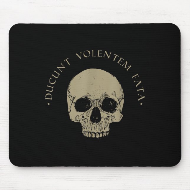 Stoic Philosophy Du Volentem Fata Skull Stoicism Q Mousepad (Vorne)