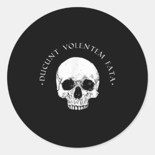 Stoic Philosophy Du Volentem Fata Skull Stoicism Q Runder Aufkleber