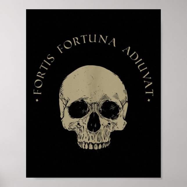 Stoic Philosophy Fortis Fortuna Adiuvat Skull Stoi Poster (Vorne)