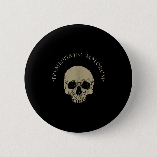 Stoic Philosophy Prämeditatio Malorum Skull Stoici Button (Vorderseite)