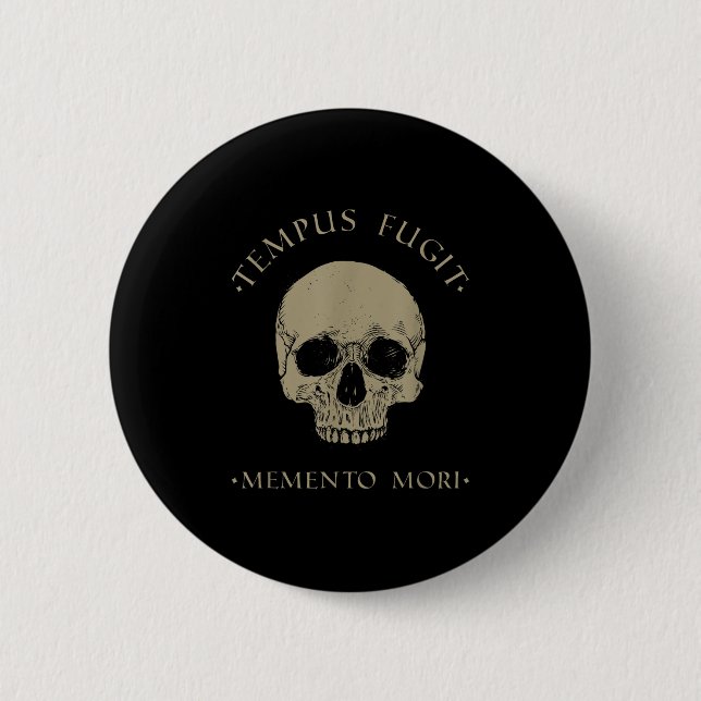 Stoic Philosophy Tempus Fugit Memento Mori Skull S Button (Vorderseite)