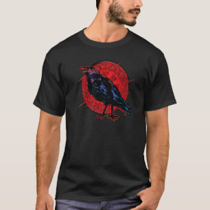 Stoic Raven mit Schild-Nord-Mythologie T-Shirt