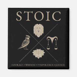 Stoische Tugenden, Mut, Weisheit, Temperanz, Gerec Magnet