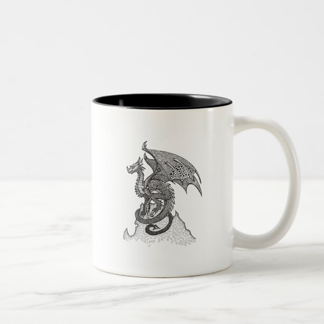 Stoischer Drache Zweifarbige Tasse (Rechts)