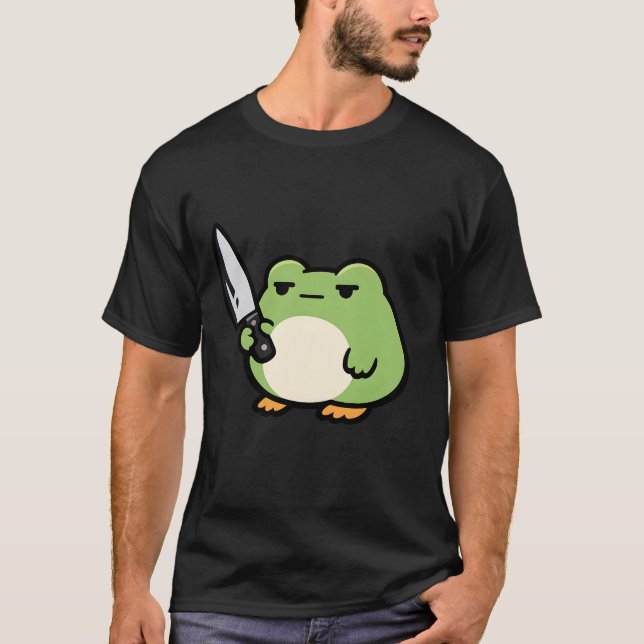Stoischer Frosch-Messer-Doodle T-Shirt (Vorderseite)