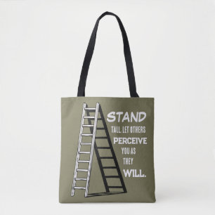 Stoischer Quote Canvas-Tasche 'Steh aufrecht'