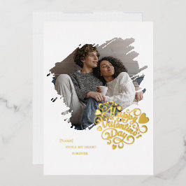 Stole My Heart Valentine's Day Photo Personalized Folien Feiertagskarte