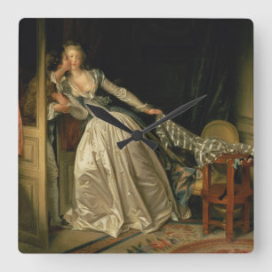 Stolen Kiss Jean-Honore Fragonard Quadratische Wanduhr