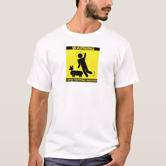Stolpernd Gefahr - Corgi T-Shirt (Vorderseite)