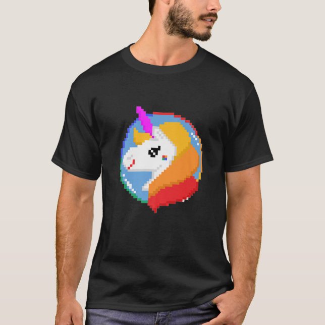Stolz 8-Bit Unicorn Rainbow Graphic T-Shirts LGBT  (Vorderseite)