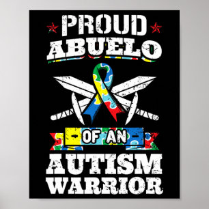 Stolz Abuelo eines Autismus Krieger Bewusstsein Ba Poster