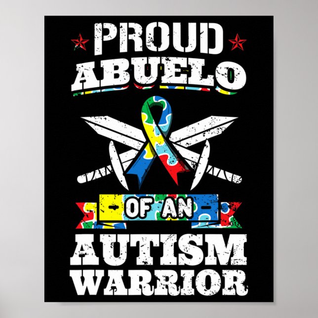 Stolz Abuelo eines Autismus Krieger Bewusstsein Ba Poster (Vorne)
