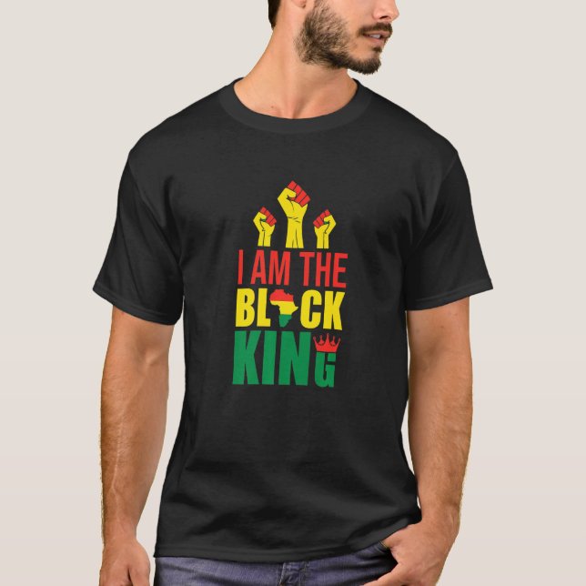 Stolz Afrikaner Ich bin der Schwarze König Schwarz T-Shirt (Vorderseite)