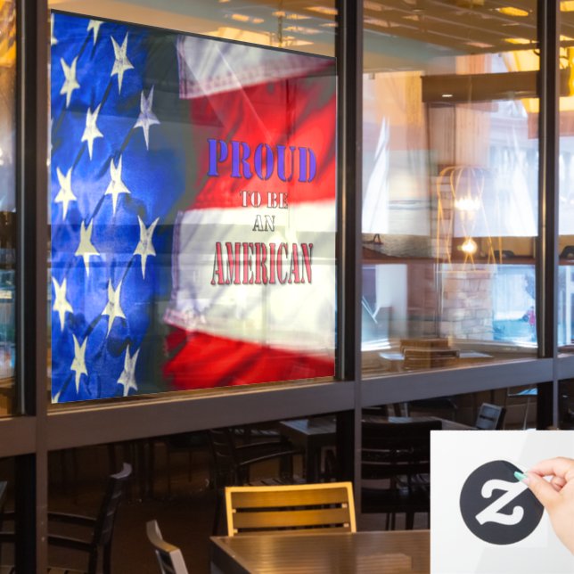 Stolz als Amerikaner Fensteraufkleber (Restaurantfenster)