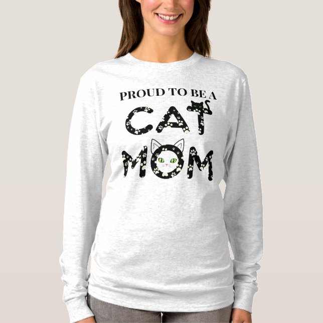 Stolz als Katzen-Mama T-Shirt (Vorderseite)