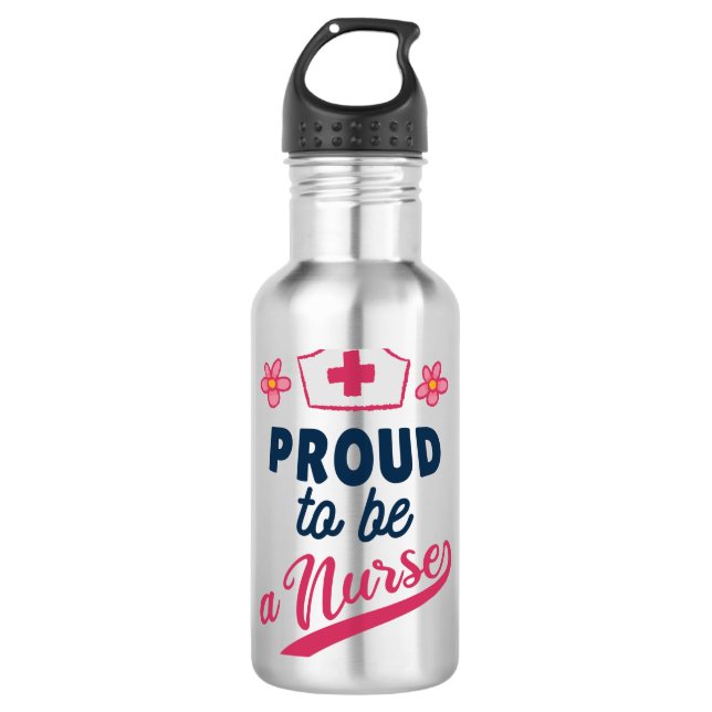 Stolz als Krankenschwester Edelstahlflasche (Vorderseite)