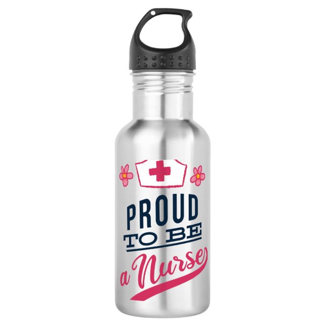 Stolz als Krankenschwester Edelstahlflasche (Vorderseite)