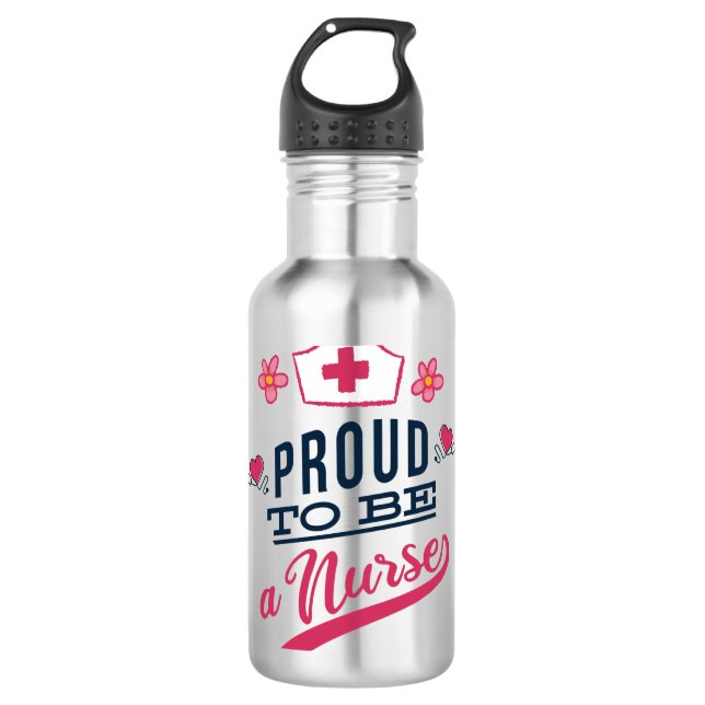 Stolz als Krankenschwester Edelstahlflasche (Vorderseite)