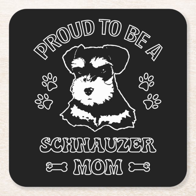 Stolz als Schnauzer-Mama Rechteckiger Pappuntersetzer (Vorderseite)